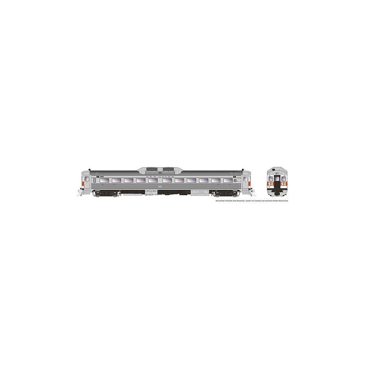 Budd RDC-1 Phase 1b - Sound and DCC -- New Haven 27 (McGinnis, stainless, white, red, black), HO, Rapido Trains Inc 16824