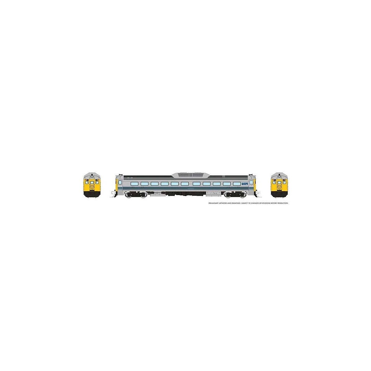 Budd RDC-1 Phase 2 - Standard DC -- VIA Rail Canada (Early, silver, blue, yellow), N, Rapido Trains Inc 516013