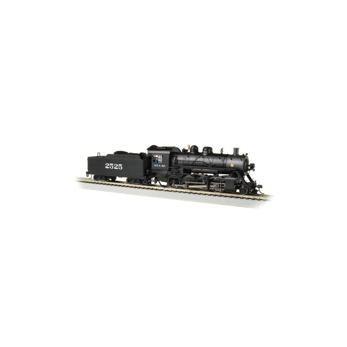 2-8-0 Consolidation - Sound and DCC - Sound Value -- Santa Fe 2525 (black), HO, Bachmann Industries 57910