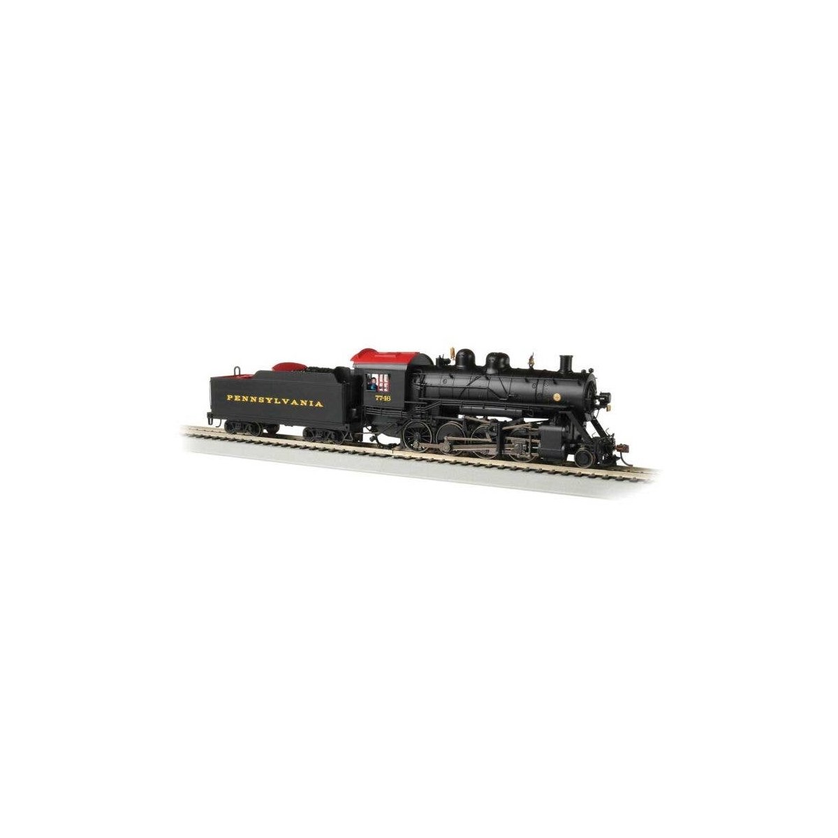 2-8-0 Consolidation - Sound and DCC - Sound Value -- Pennsylvania Railroad 7746 (black, Tuscan), HO, Bachmann Industries 57909
