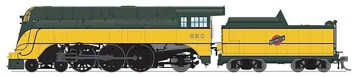 Streamlined 4-6-2 Yellowjacket Pacific - Standard DC - Stealth -- Chicago & North Western 620 (1952 Scheme, yellow, green), HO, 