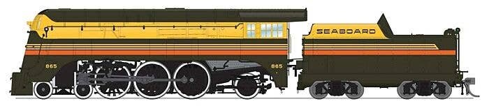 Streamlined 4-6-2 Pacific - Standard DC - Stealth -- Seaboard Air Line 865 (Fantasy Silver Meteor Scheme, green, yellow, orange)