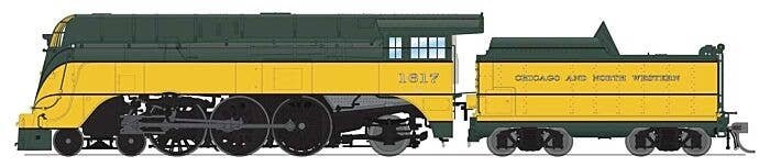 Streamlined 4-6-2 Yellowjacket Pacific - Standard DC - Stealth -- Chicago & North Western 1617 (1942 Scheme, yellow, green), HO,