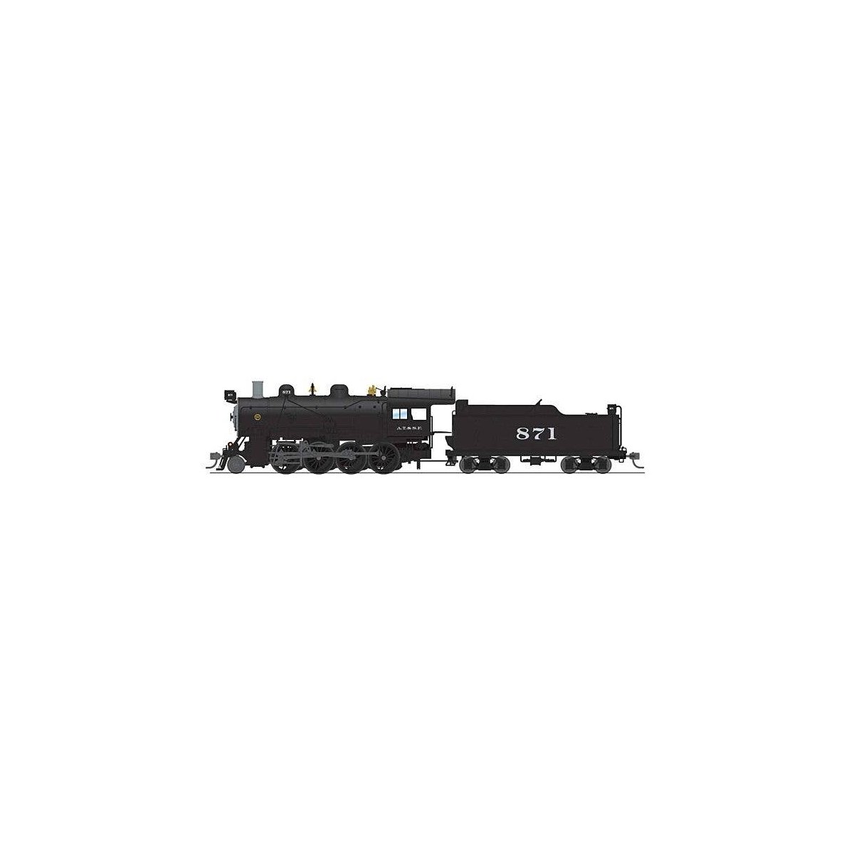 2-8-0 Consolidation - Standard DC - Stealth -- Santa Fe 871 (black, graphite), HO, Broadway Limited Imports 8745