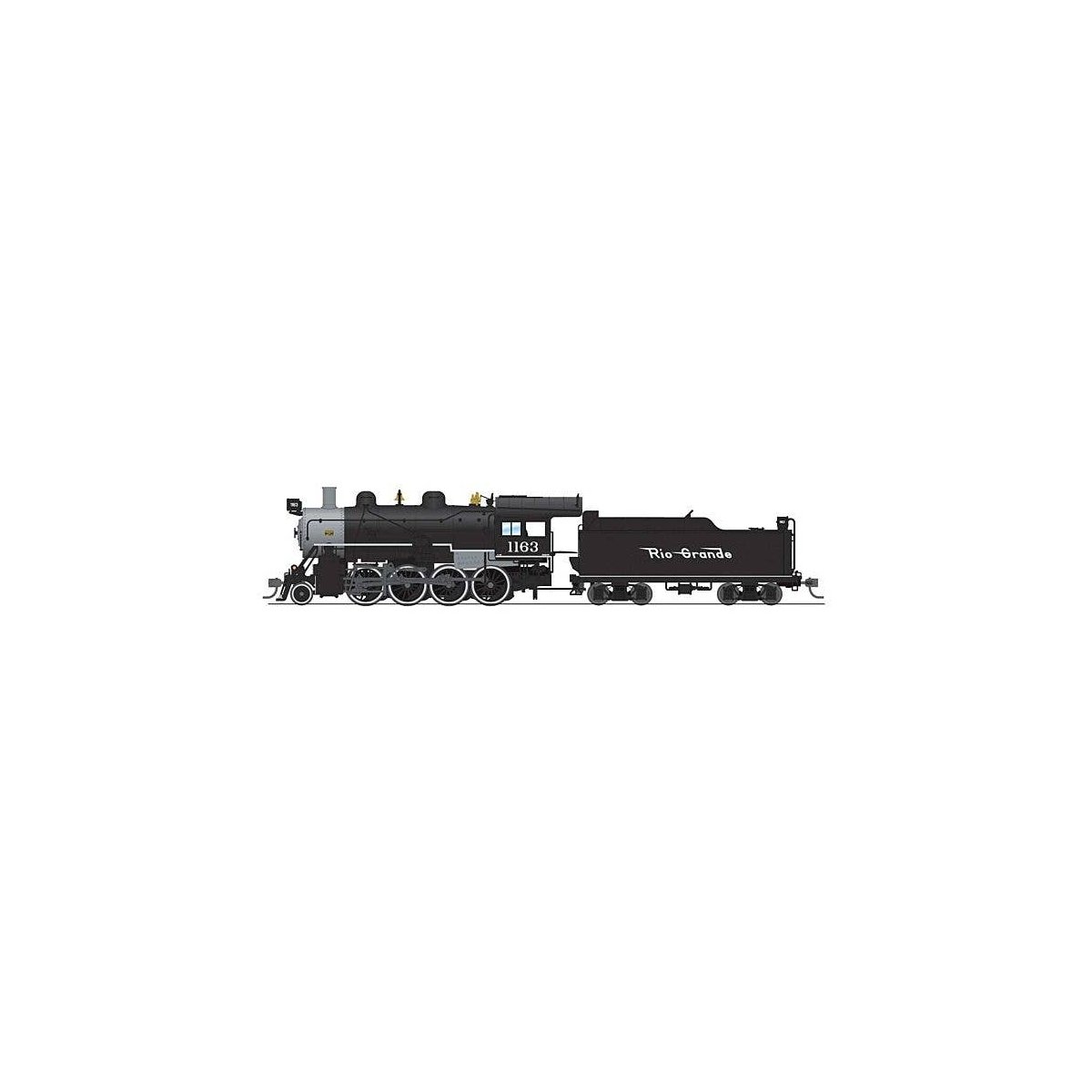 2-8-0 Consolidation - Standard DC - Stealth -- Denver & Rio Grande Western 1163 (black, graphite, Flying Grande), HO, Broadway L