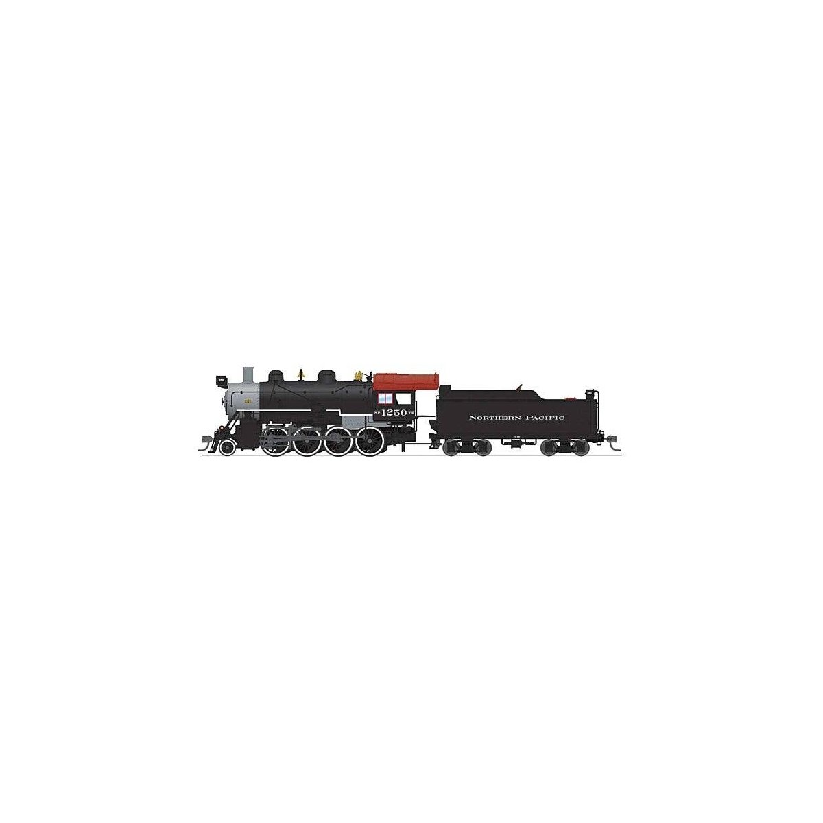 2-8-0 Consolidation - Standard DC - Stealth -- Northern Pacific 1252 (black, graphite, Tuscan), HO, Broadway Limited Imports 875