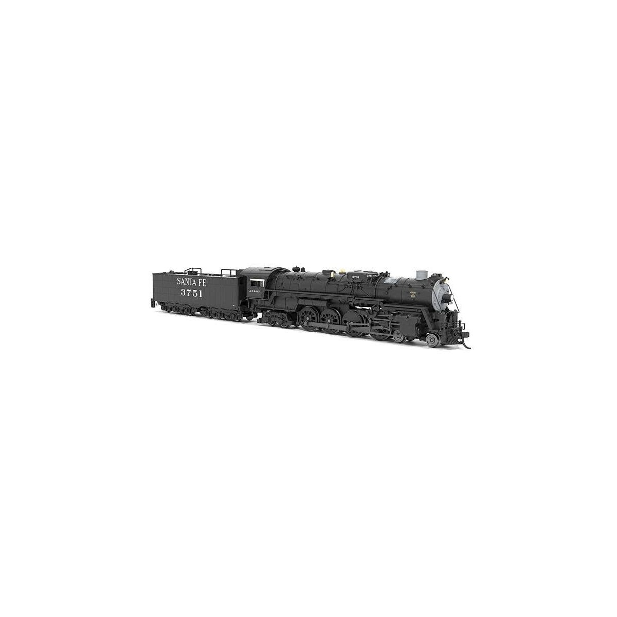 Santa Fe 4-8-4 Northern - Standard DC - Stealth -- Santa Fe 3751 (2022 Restoration, black, silver, white), N, Broadway Limited I