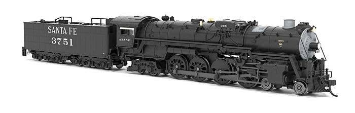 Santa Fe 4-8-4 Northern - Standard DC - Stealth -- Santa Fe 3751 (2022 Restoration, black, silver, white), N, Broadway Limited I
