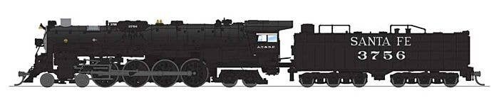 Santa Fe 4-8-4 Northern - Standard DC - Stealth -- Santa Fe 3758 (In-Service, black, silver, white), N, Broadway Limited Imports