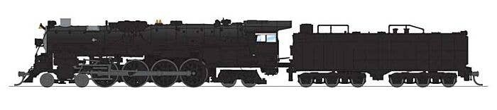 Santa Fe 4-8-4 Northern - Standard DC - Stealth -- Painted, Unlettered (black, silver, white), N, Broadway Limited Imports 9416