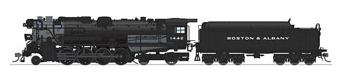 Class A1b Lima 2-8-4 Berkshire - Sound and DCC - Paragon4 Hybrid -- Boston & Albany 1442 (Post 1946, black, graphite), HO, Broad