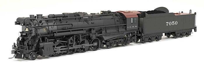 Lima 2-8-4 Berkshire - Sound and DCC - Paragon4 Hybrid -- Illinois Central 7050 (black, graphite, Tuscan), HO, Broadway Limited 