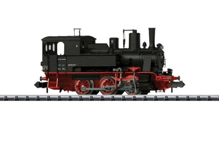 Class 89.6 0-6-0T - DCC - Minitrix -- German State Railroad DR 89 621 (Era III, black, red), N, Trix 16896