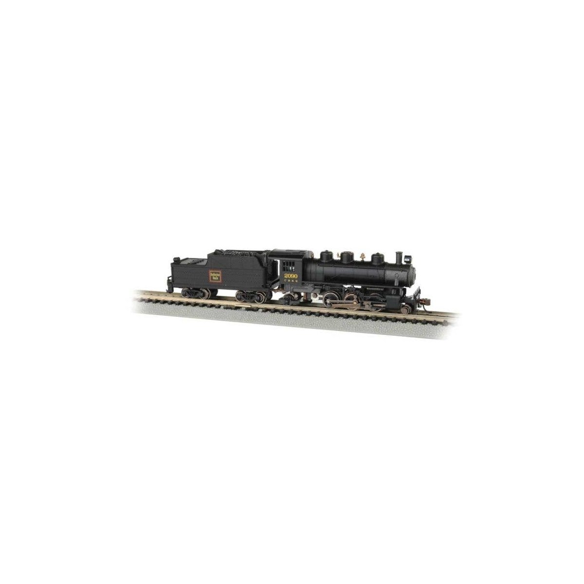 2-6-2 Prairie - Standard DC -- Chicago, Burlington & Quincy 2090 (black, graphite, yellow, red), N, Bachmann Industries 51556