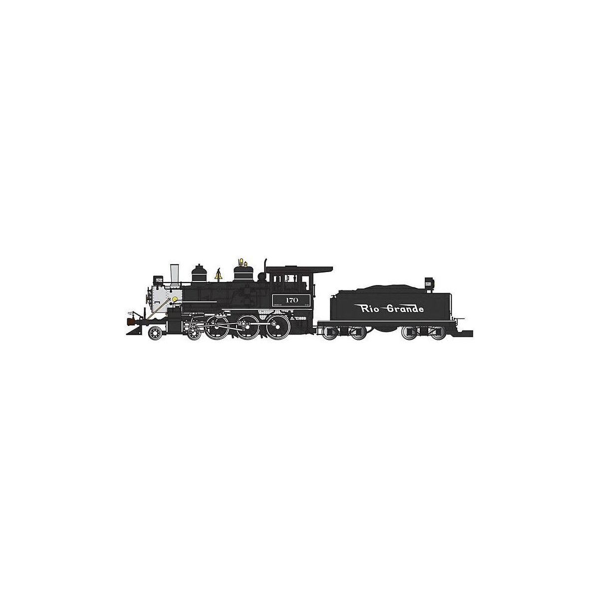4-6-0 - Standard DC - Sound-Ready with Installed Speaker -- Denver & Rio Grande Western 170 (black, silver), G, Bachmann Industr