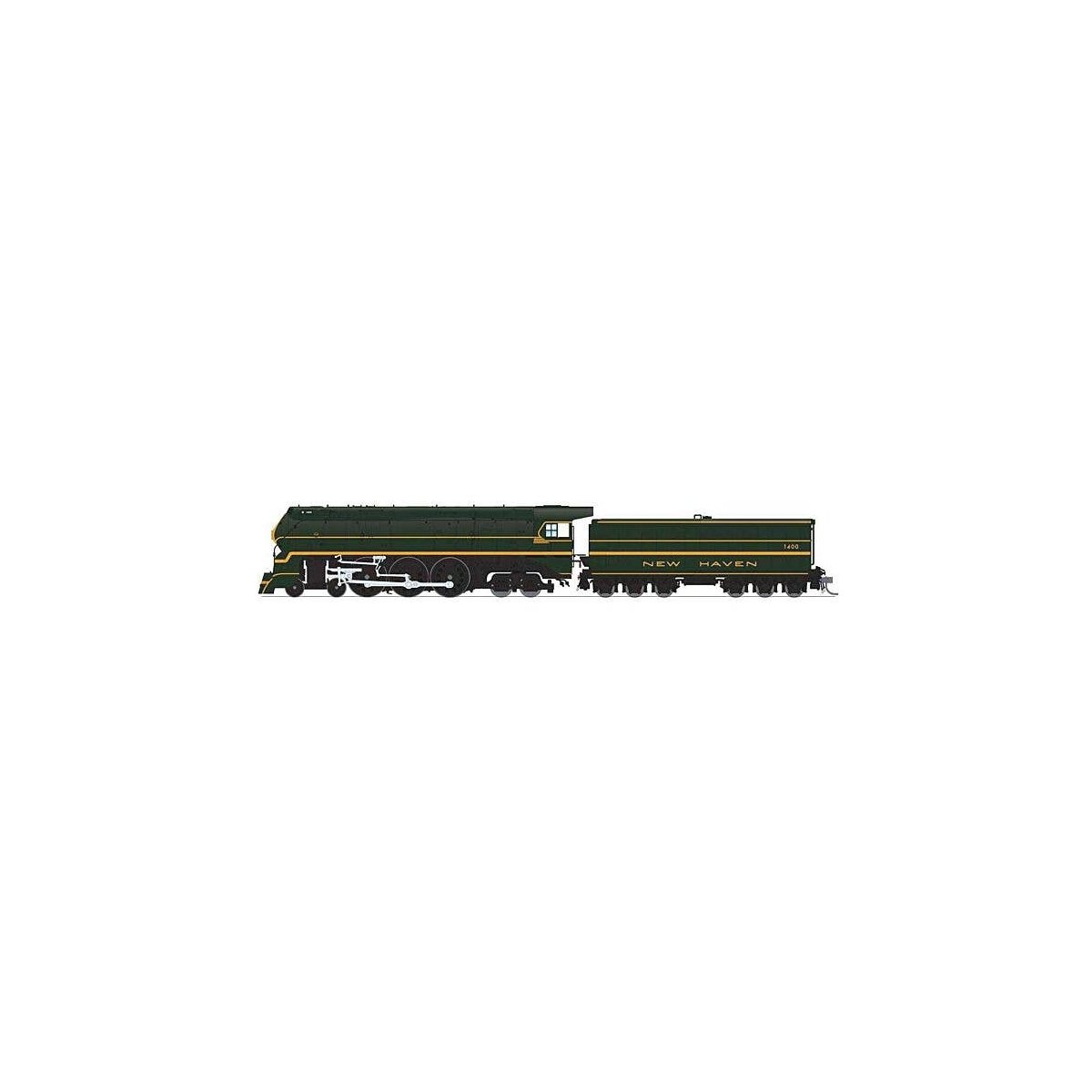 Class I-5 4-6-4 - Sound and DCC - Paragon4(TM) Brass Hybrid -- New Haven 1400 (Fantasy Scheme, green, yellow), HO, Broadway Limi