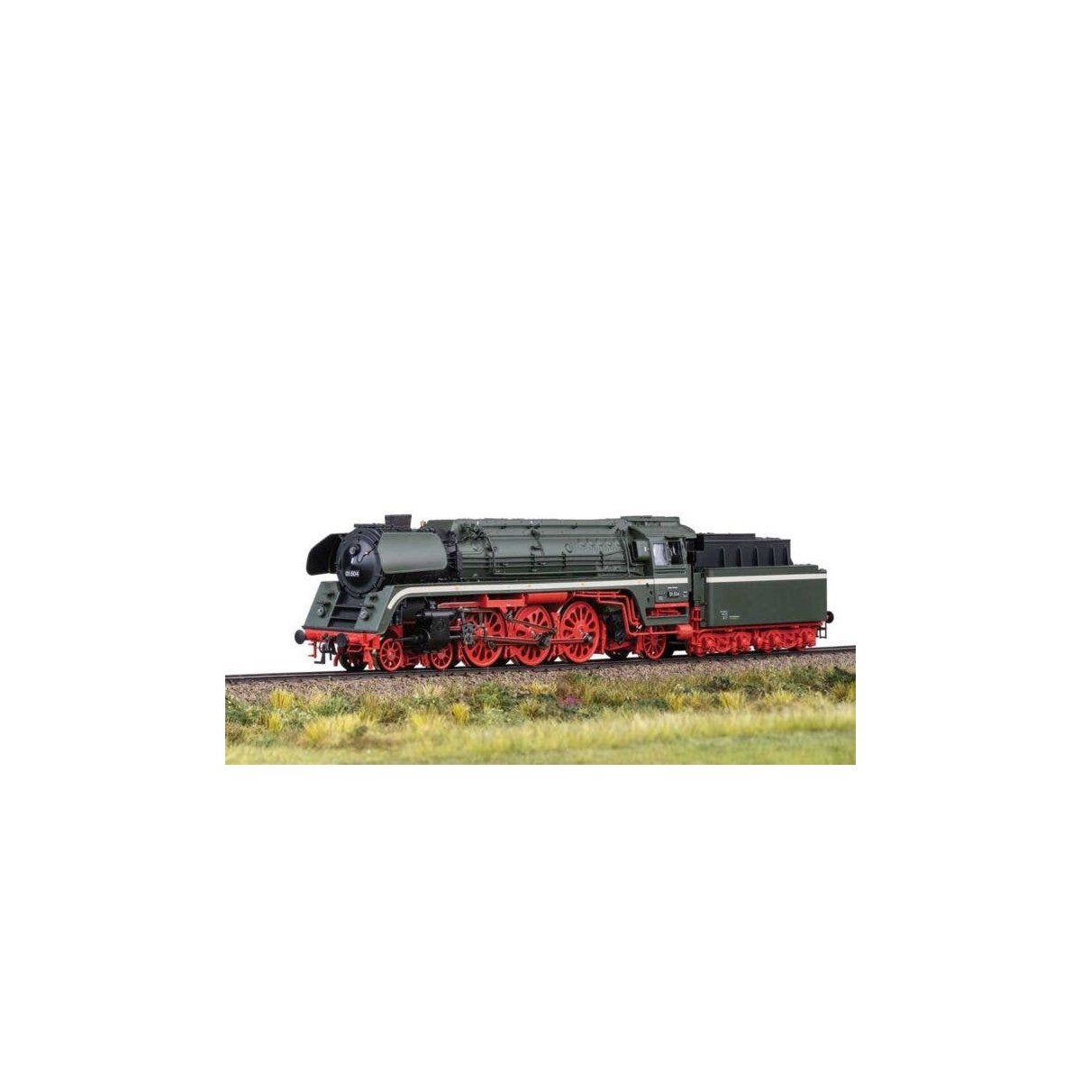 Class 01.5 4-6-2 w/2 2 T34 Coal Tender - Sound and DCC -- German State Railroad DR 01 504 (Era III 1964, black, red, white), HO,