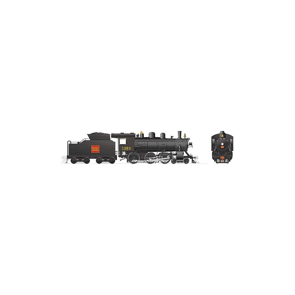 Class H-6-g 4-6-0 with Wood Cab - Standard DC -- Canadian National 1383 (black, red, Straight Wafer Logo), HO, Rapido Trains Inc