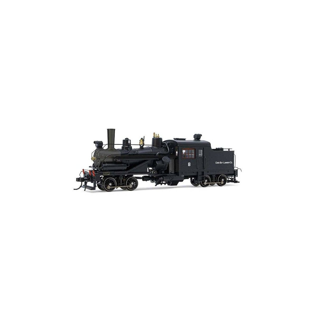 2-Truck Heisler - ESU LokSound 5 and DCC -- Coos Bay Lumber Co. 8 (black, graphite), HO, Rivarossi HR2947S