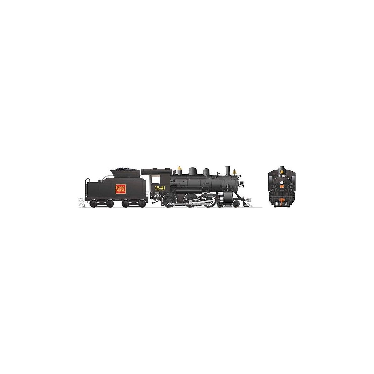 Class H-6-g 4-6-0 with Wood Cab - LokSound and DCC -- Canadian National 1541 (black, red, Straight Wafer Logo), HO, Rapido Train