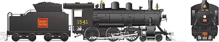 Class H-6-g 4-6-0 with Wood Cab - LokSound and DCC -- Canadian National 1541 (black, red, Straight Wafer Logo), HO, Rapido Train