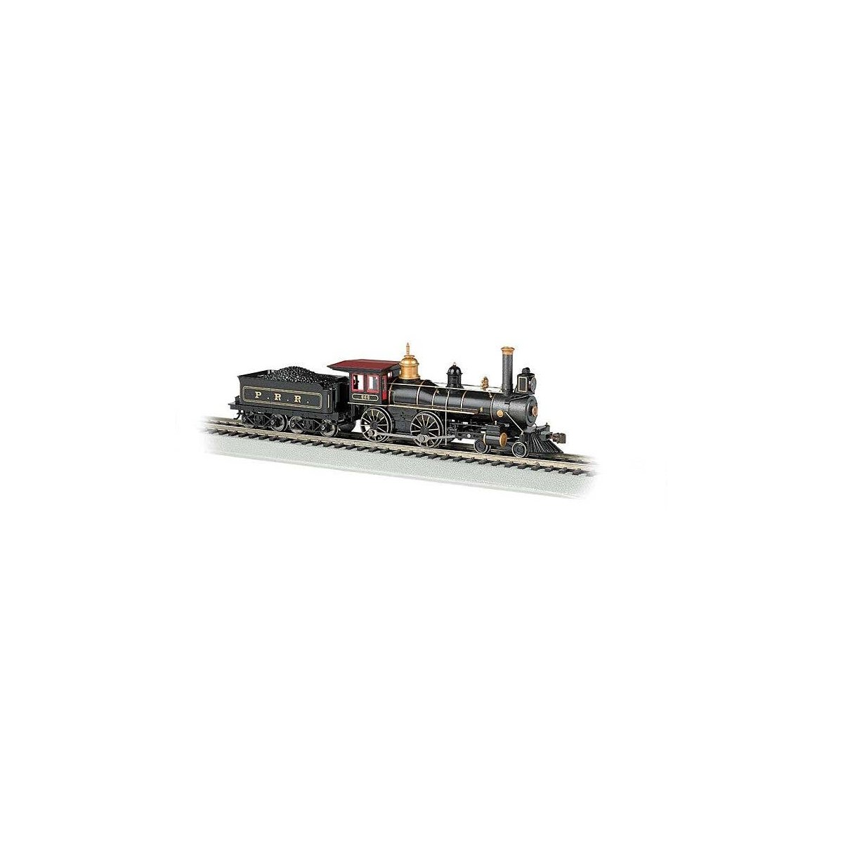 4-4-0 w/Coal Tender Load - Standard DC -- Pennsylvania Railroad (black, graphite, gold), HO, Bachmann Industries 51005