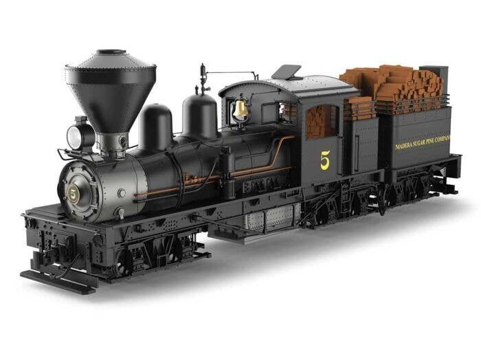 Class C Three-Truck Shay - Sound, Smoke and DCC -- Madera Sugar Pine Railroad 5 (black, graphite), G, LGB 26703