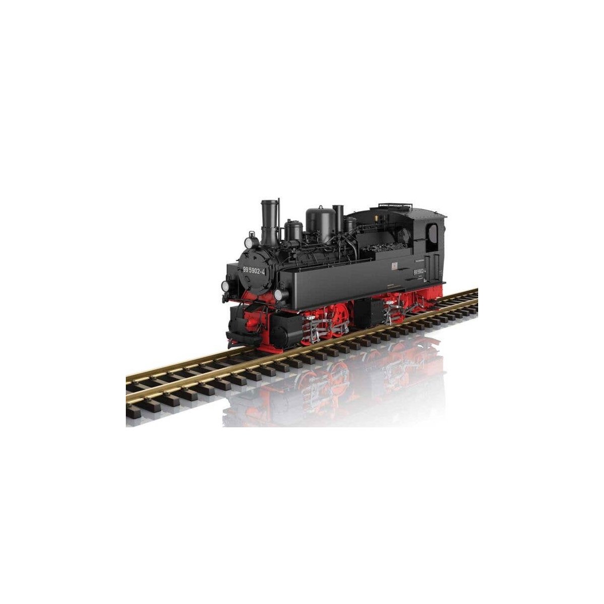 0-4-4-0T - Sound and DCC -- German State Railroad DR 99 5902 (Era IV, black, red), G, LGB 26593