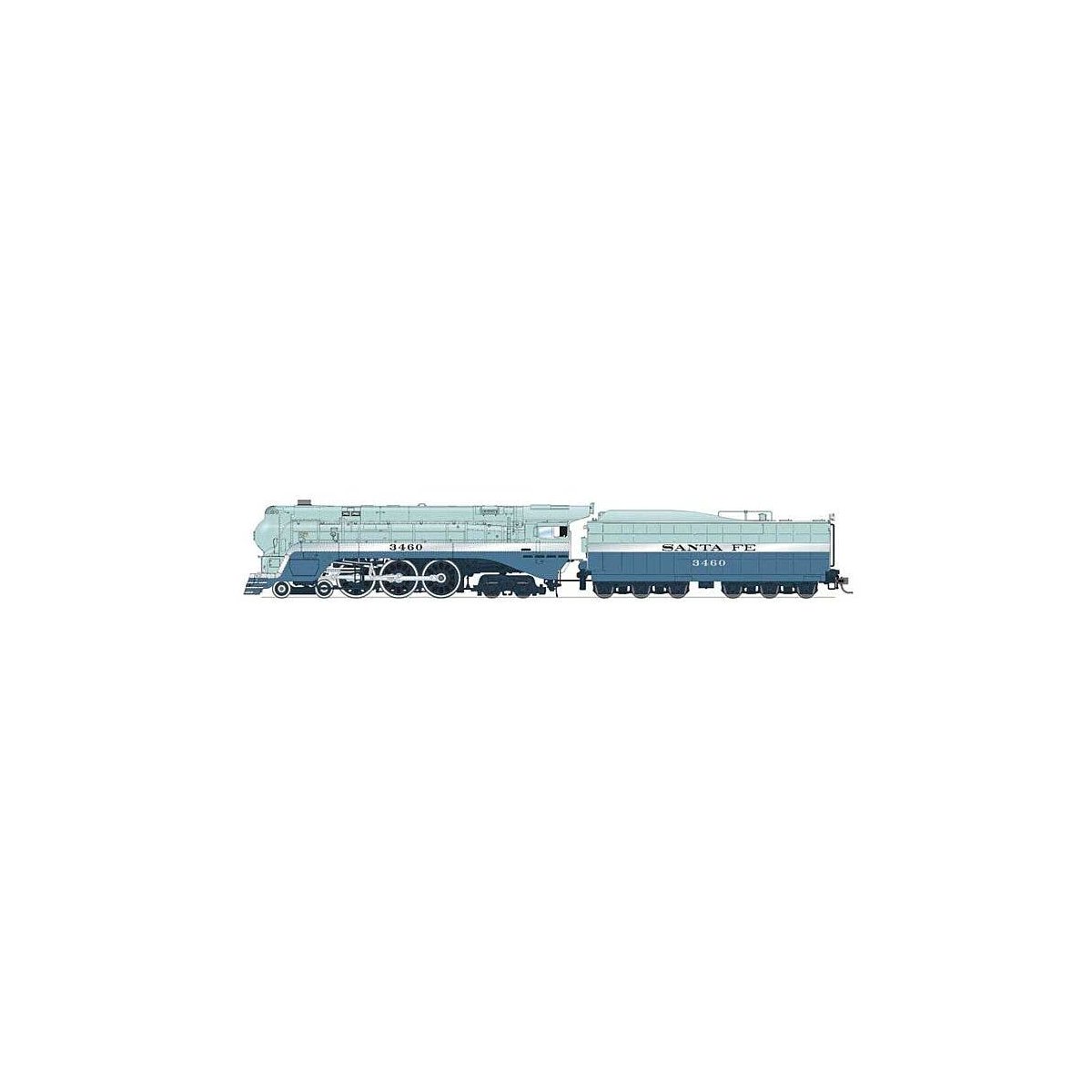 3461 Class 4-6-4 Hudson - Standard DC - Stealth Brass Hybrid -- Santa Fe 3460 (Blue Goose, As-Delivered, No on Tender blue, whi