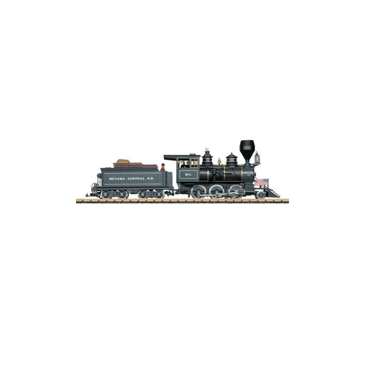 2-6-0 Mogul - Sound, Smoke and DCC -- Nevada Central Railroad 6 (black, graphite), G, LGB 20284