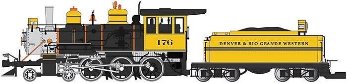 4-6-0 - Standard DC - Sound-Ready with Installed Speaker -- Denver & Rio Grande Western 176 (Bumblebee, yellow, black, silver), 