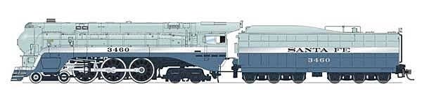 3460 Class 4-6-4 Hudson - Sound and DCC - Brass Hybrid Paragon4(TM) -- Santa Fe 3460 (Blue Goose, As-Delivered, on Tender, blue