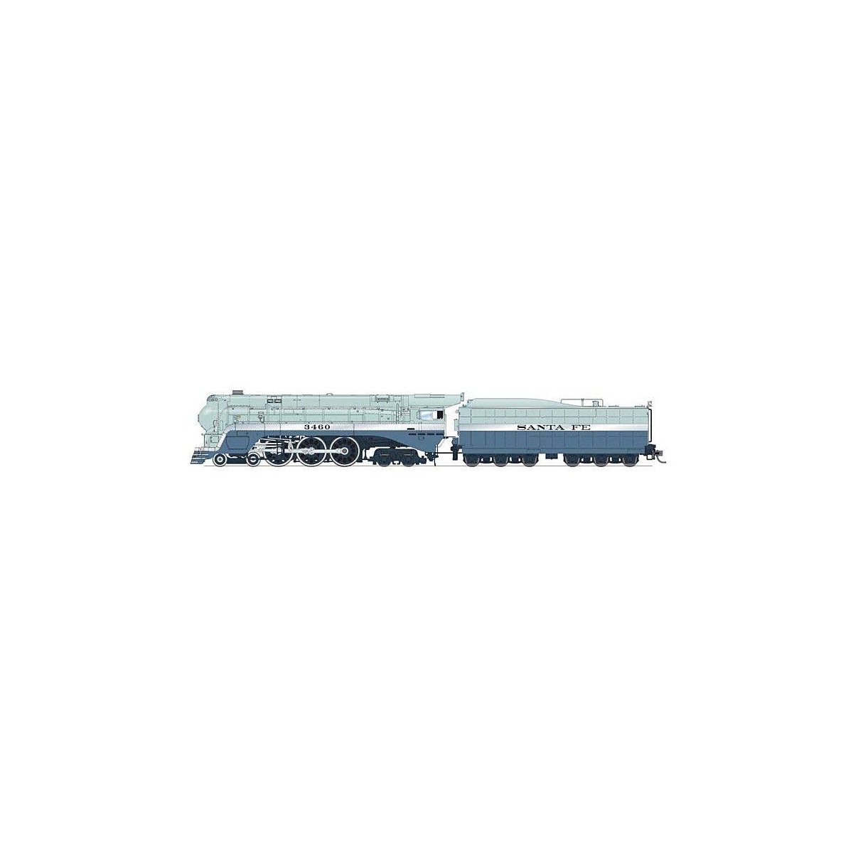 3460 Class 4-6-4 Hudson - Sound and DCC - Brass Hybrid Paragon4(TM) -- Santa Fe 3460 (Blue Goose, As-Delivered, No on Tender, b