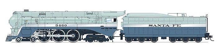 3460 Class 4-6-4 Hudson - Sound and DCC - Brass Hybrid Paragon4(TM) -- Santa Fe 3460 (Blue Goose, As-Delivered, No on Tender, b