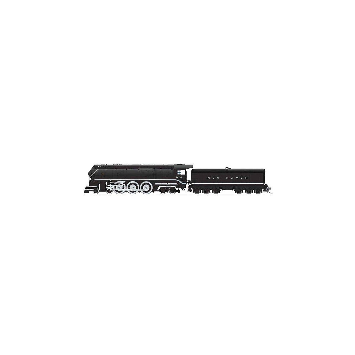 Class I-5 4-6-4 - Sound and DCC - Paragon4(TM) Brass Hybrid -- New Haven 1401 (black, silver, Original Block Lettering), HO, Bro