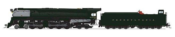 Class Q2 4-4-6-4 Duplex - Sstandard DC - Stealth Brass Hybrid -- Pennsylvania Railroad 6180 (black, graphite, Tuscan), HO, Broad