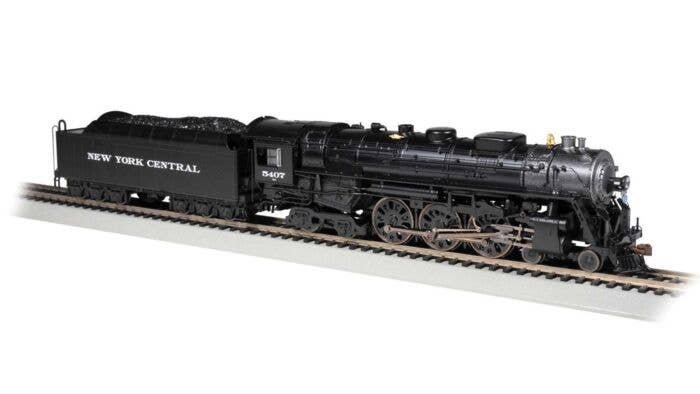 Class J3a 4-6-4 Hudson - WOWSound(R) and DCC -- New York Central 5407 (black, graphite As-Delivered, Roman Lettering), HO, Bachm