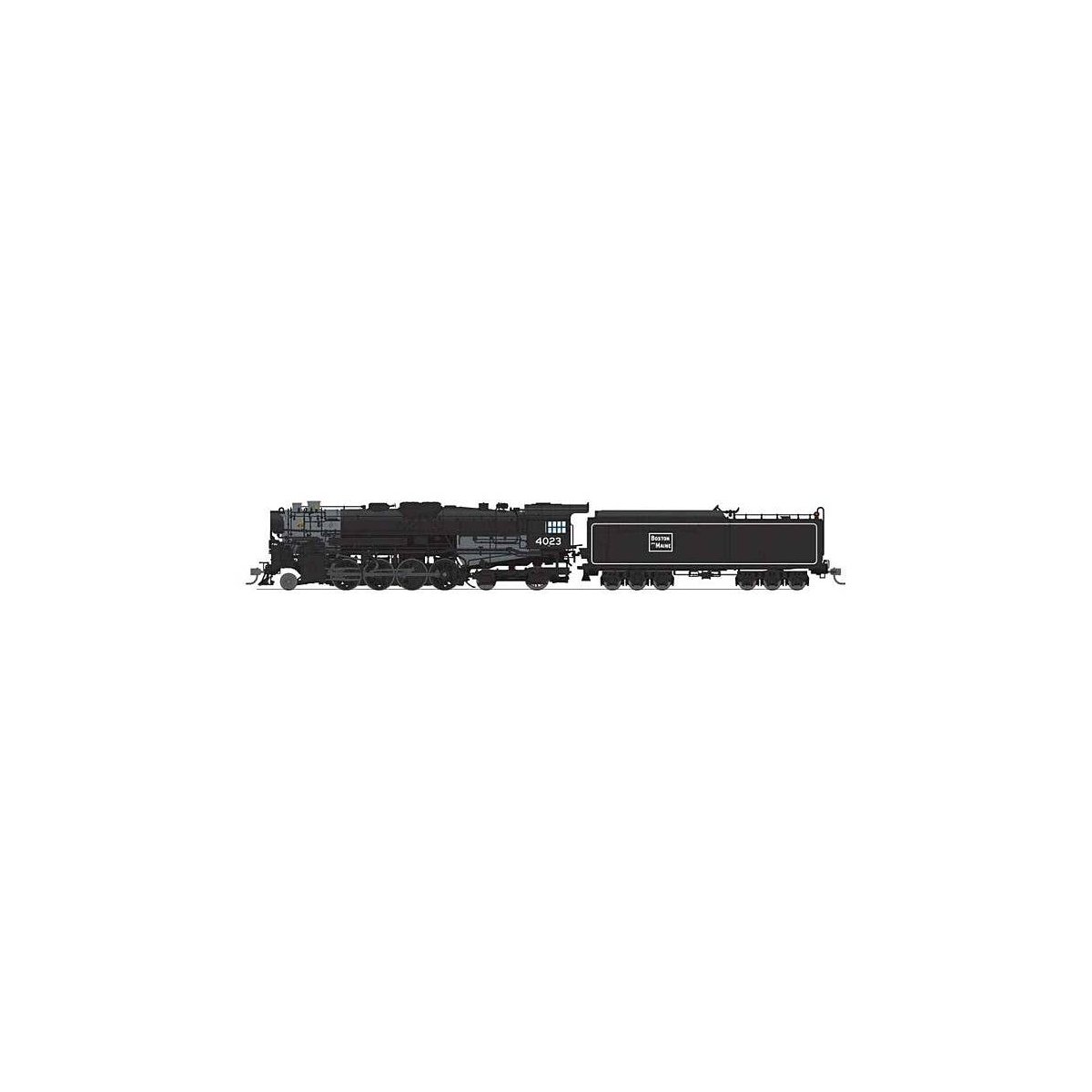 Class T1a 2-8-4 Berkshire with 6-Axle Tender - Standard DC - Stealth -- Boston & Maine 4024 (black, graphite), HO, Broadway Limi