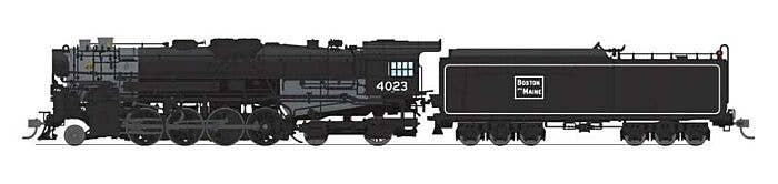 Class T1a 2-8-4 Berkshire with 6-Axle Tender - Standard DC - Stealth -- Boston & Maine 4024 (black, graphite), HO, Broadway Limi