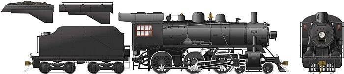 Class D10k 4-6-0 with Front Headlight - LokSound and DCC -- Painted, Unlettered (black), HO, Rapido Trains Inc 602514
