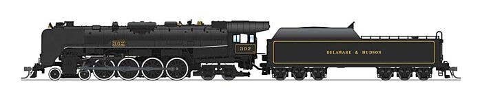 Class T1 4-8-4 - Sound and DCC - Paragon4 -- Delaware & Hudson 302 (black, yellow), HO, Broadway Limited Imports 6810