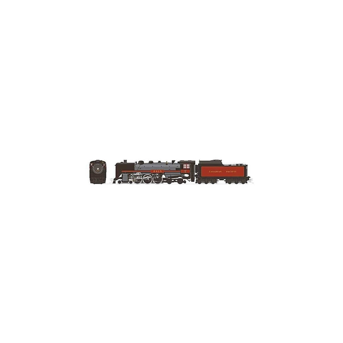 Class H1b 4-6-4 Hudson - Standard DC -- Canadian Pacific 2817 (bright maroon, gray, black, Spans the World Logo), HO, Rapido Tra