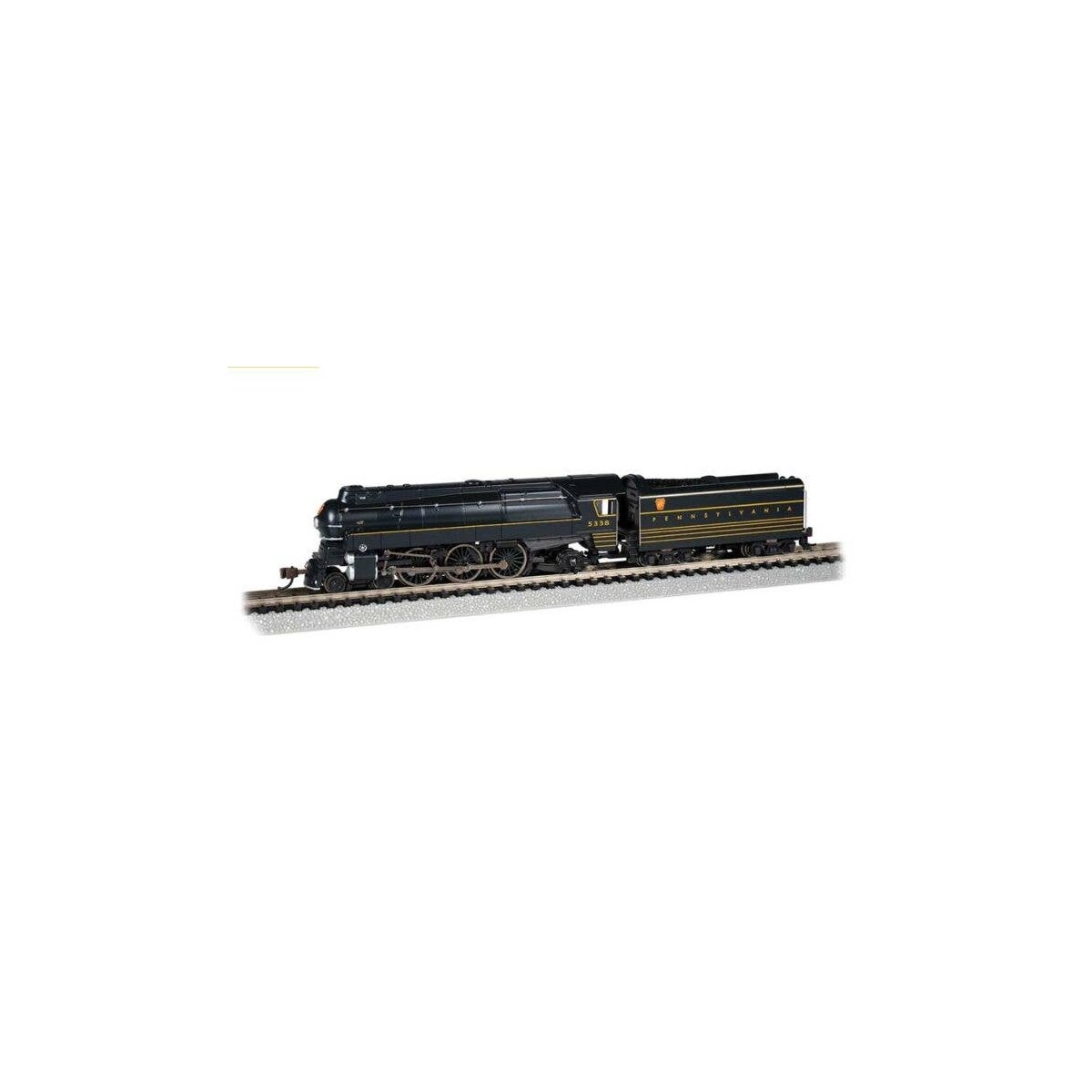 Streamlined Class K4 4-6-2 Pacific - Sound and DCC -- Pennsylvania Railroad 5338 (black, yellow, red), N, Bachmann Industries 53