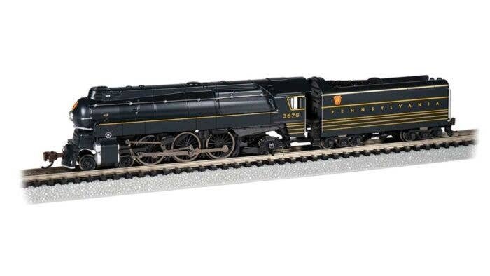 Streamlined Class K4 4-6-2 Pacific - Sound and DCC -- Pennsylvania Railroad 3678 (black, yellow, red), N, Bachmann Industries 53