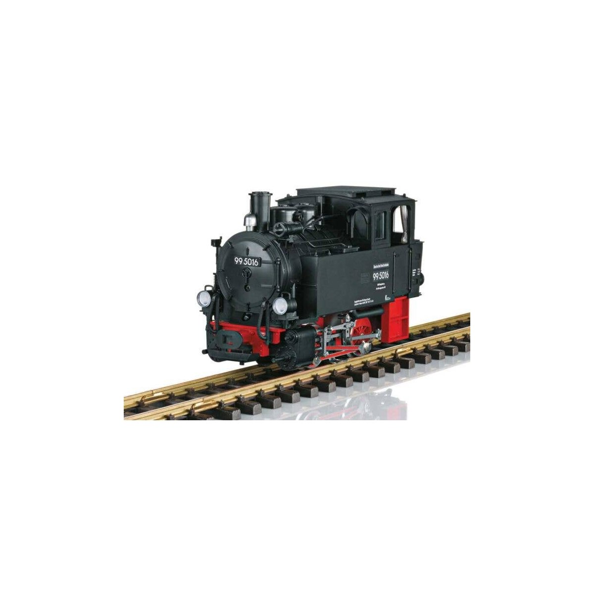Class 99 0-4-0T - Sound and DCC -- German State Railroad DR 99 5016 (Era III, black, red), G, LGB 20753