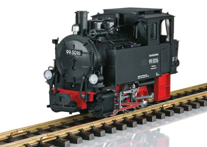 Class 99 0-4-0T - Sound and DCC -- German State Railroad DR 99 5016 (Era III, black, red), G, LGB 20753