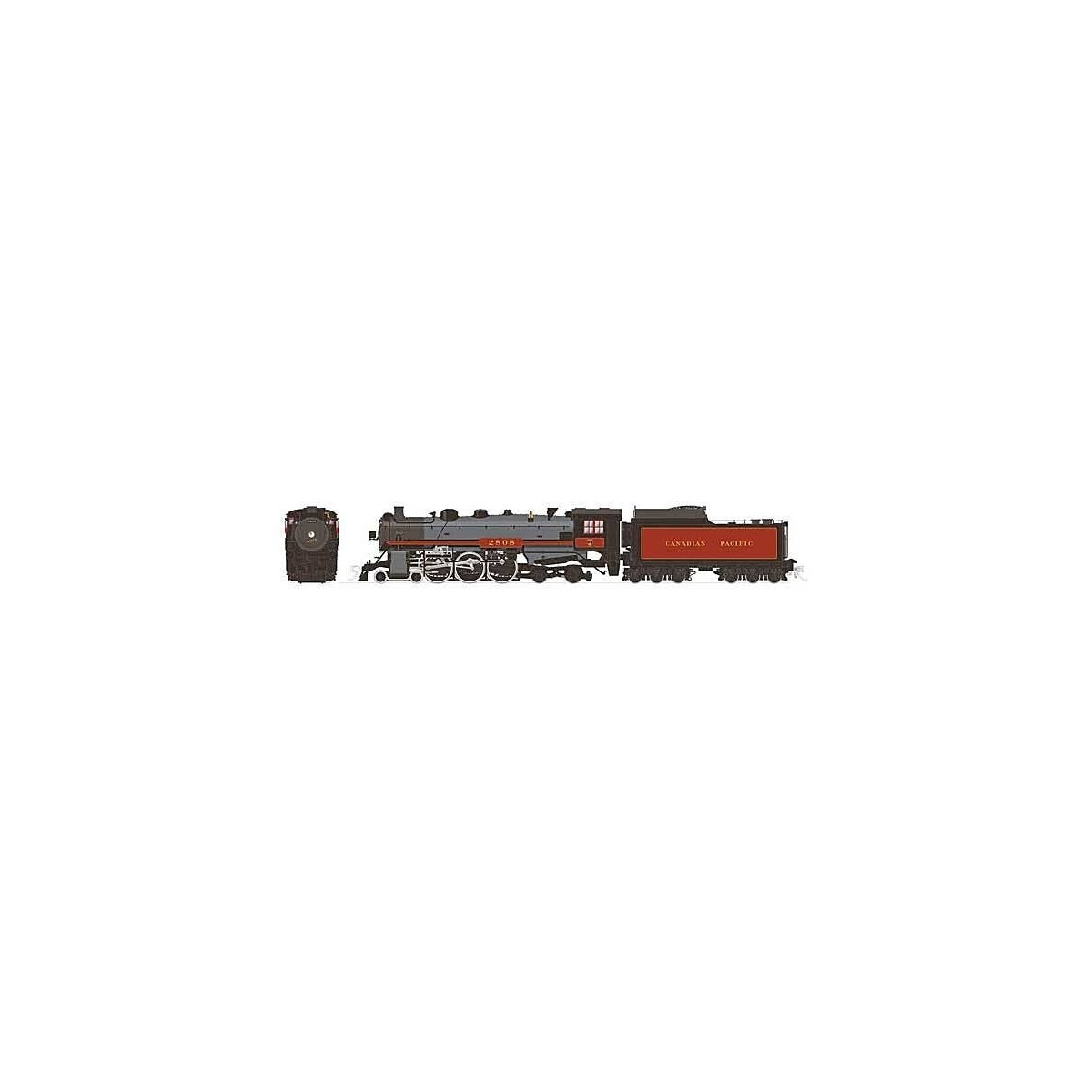 Class H1a 4-6-4 Hudson - Standard DC -- Canadian Pacific 2808 (bright maroon, gray, black, Spans the World Logo), HO, Rapido Tra
