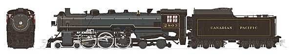 Class H1a 4-6-4 Hudson - Standard DC -- Canadian Pacific CPR 2803 (As-Built maroon, gray-black), HO, Rapido Trains Inc 601001