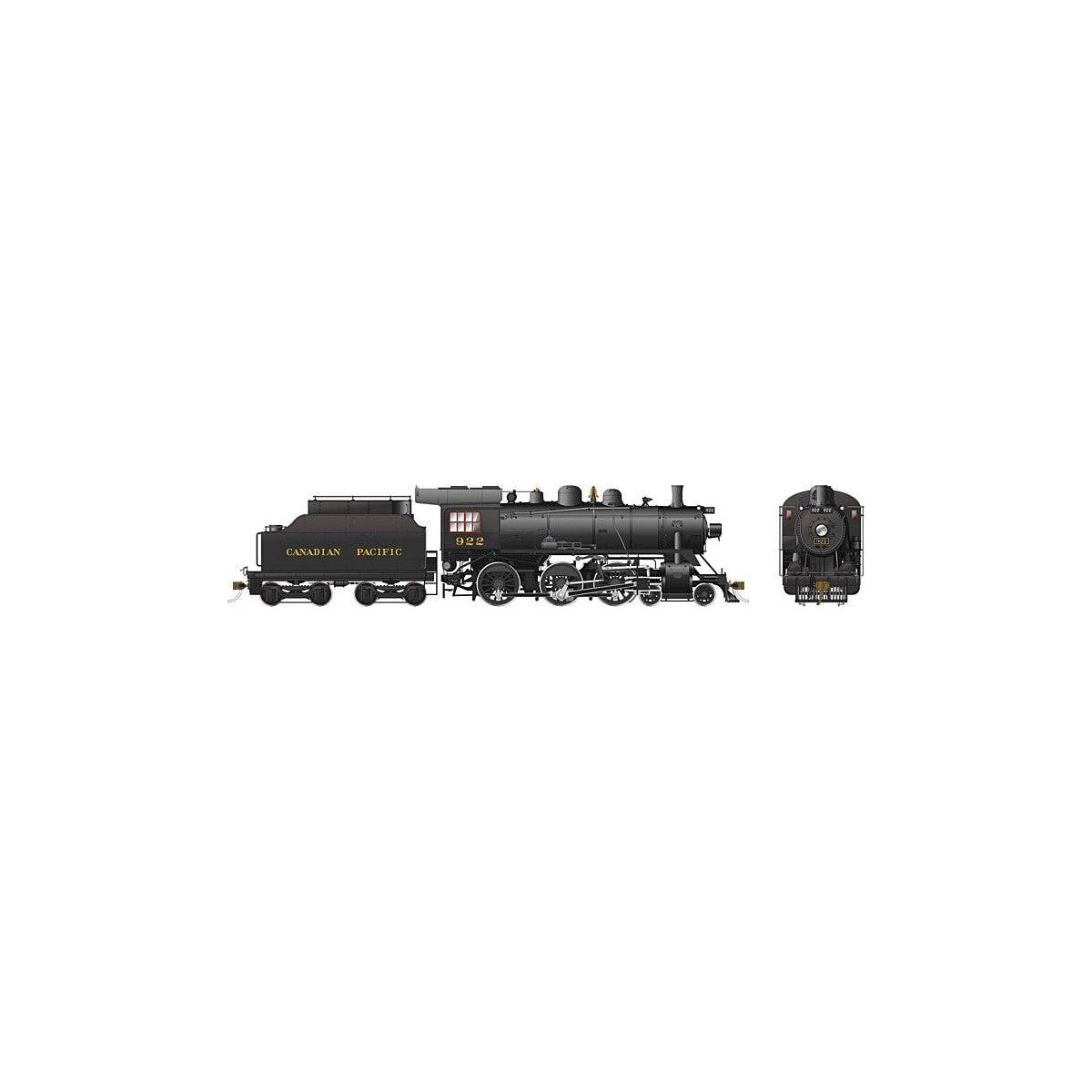 Class D10g 4-6-0 - Standard DC -- Canadian Pacific 922 (black), HO, Rapido Trains Inc 602001
