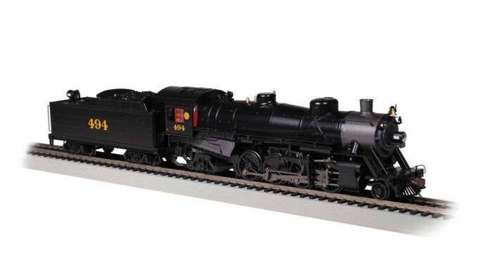 USRA Light 2-8-2 Mikado w/Medium Tender - Standard DC -- Seaboard Air Line 494 (black, graphite), HO, Bachmann Industries 54408